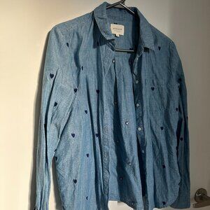Sezane heart blue jeans shirt